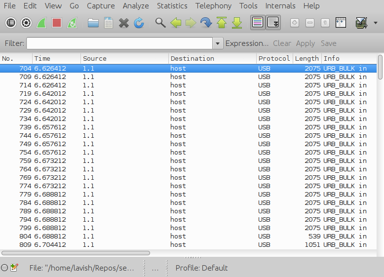 Wireshark usb packets